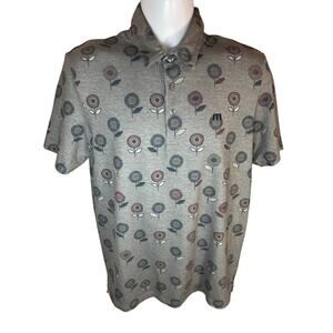 TRAVIS MATHEW PREBOARDING POLO — Gray Floral Golf Performance Men's Medium